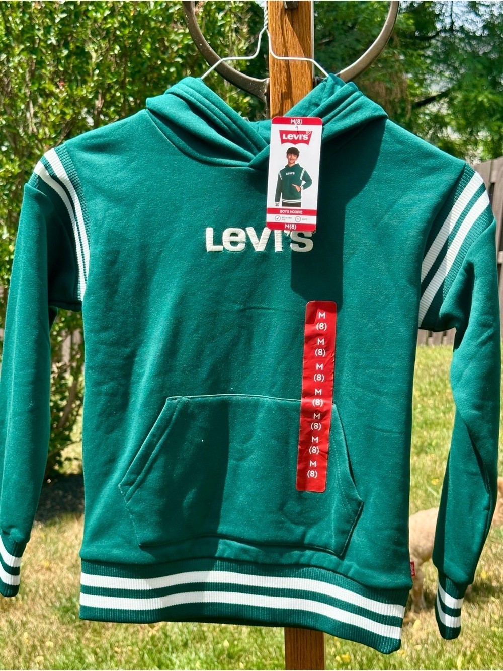 Levis Hunter Green Hooded Boys Sweatshirt with White Logo Medium Size 8
